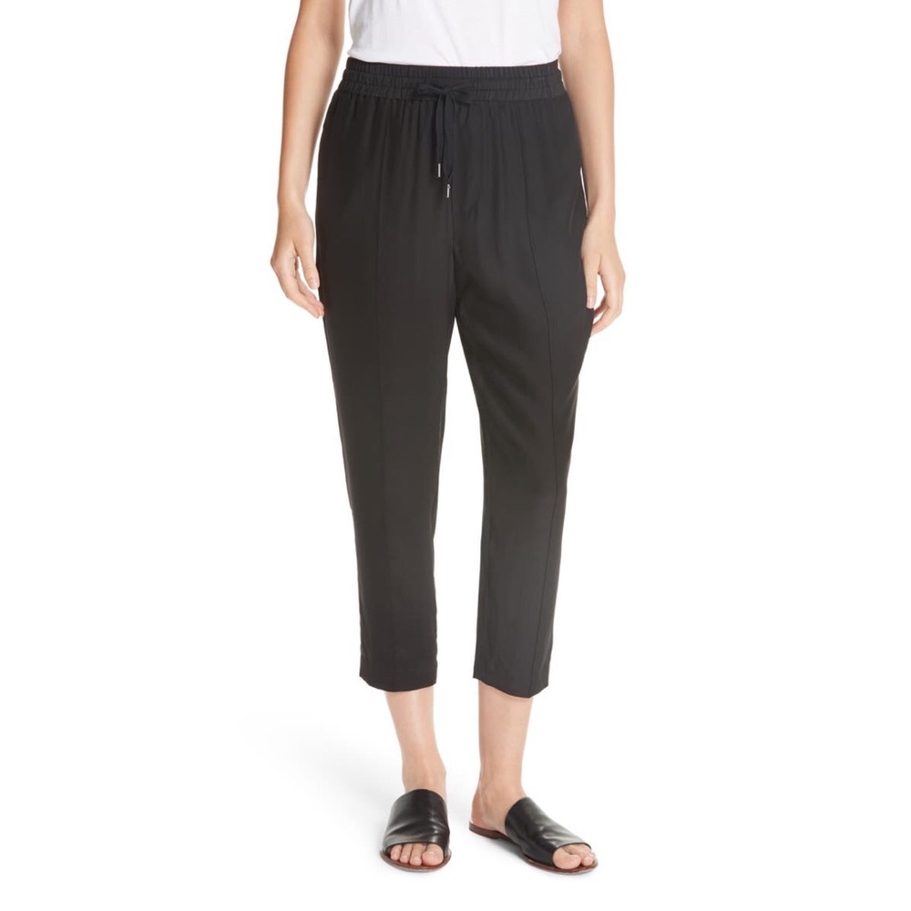 ATM Anthony Thomas Melillo Silk Drawstring Black Crop Pants